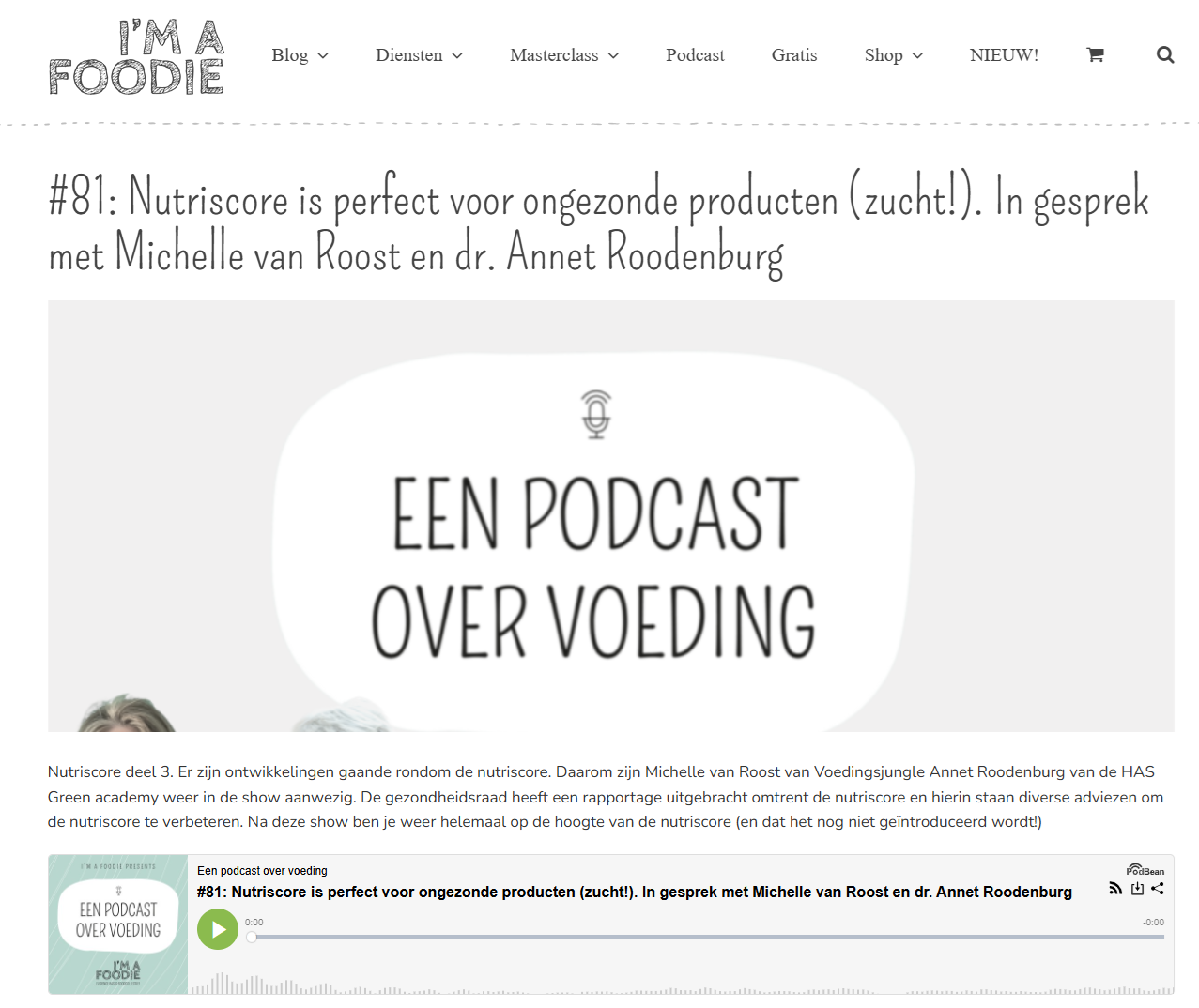 Podcast I am a foodie Nutri-score